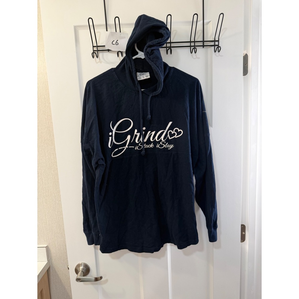 J America Mens Navy Blue iGrind iStack iSlay Graphic Long Sleeve Hoodie Shirt S